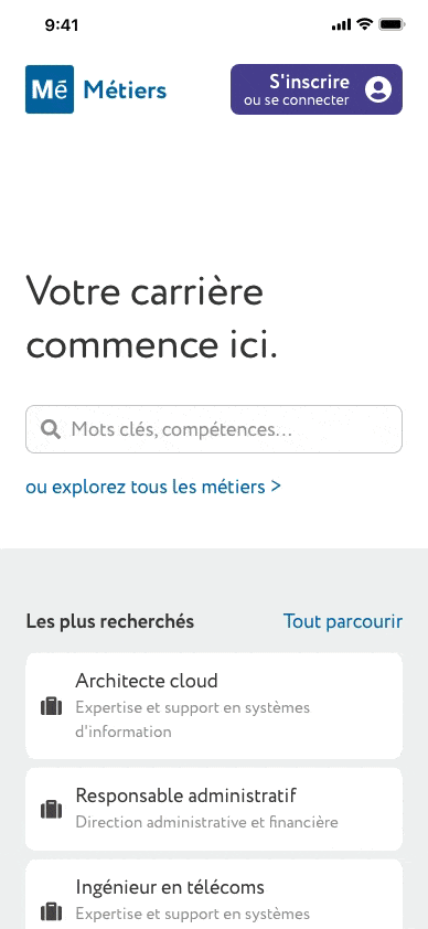 Animation showing the interaction of exploring career domains as bubbles