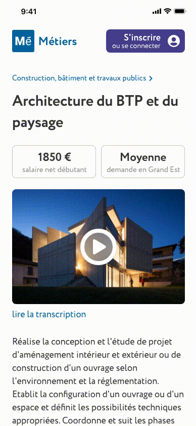 Animation showing the career page scrolling