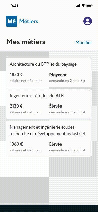 Animation showing the setting of a career goal