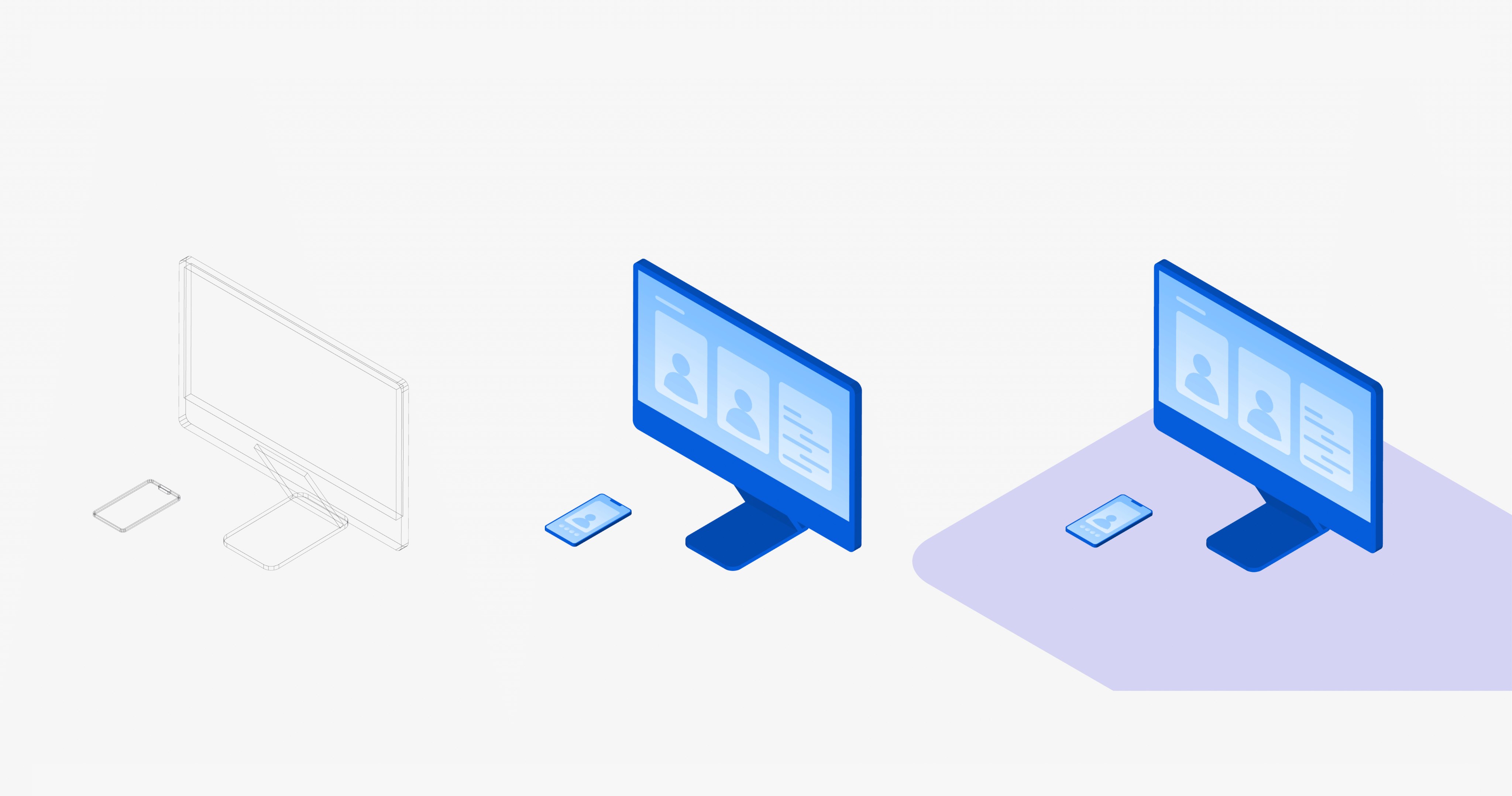 A 3D illustration of a computer and a mobile phone