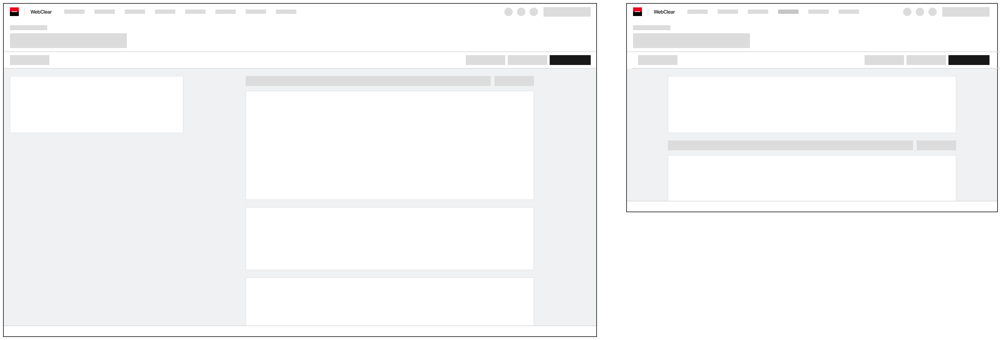 Two screen diagrams showing the responsive behavior of a page containing forms and actions