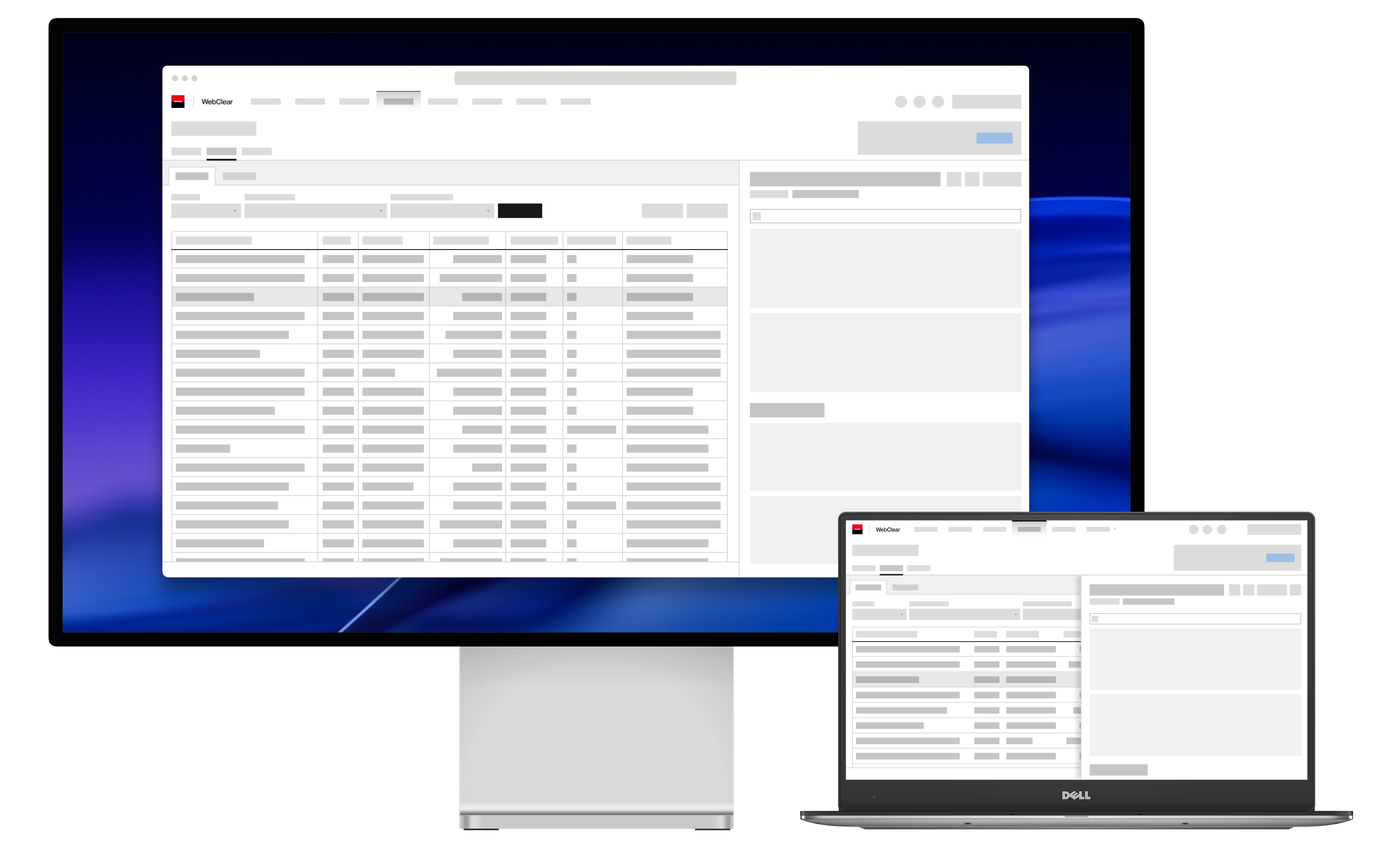 Two devices showing the responsive behavior of an information-dense page